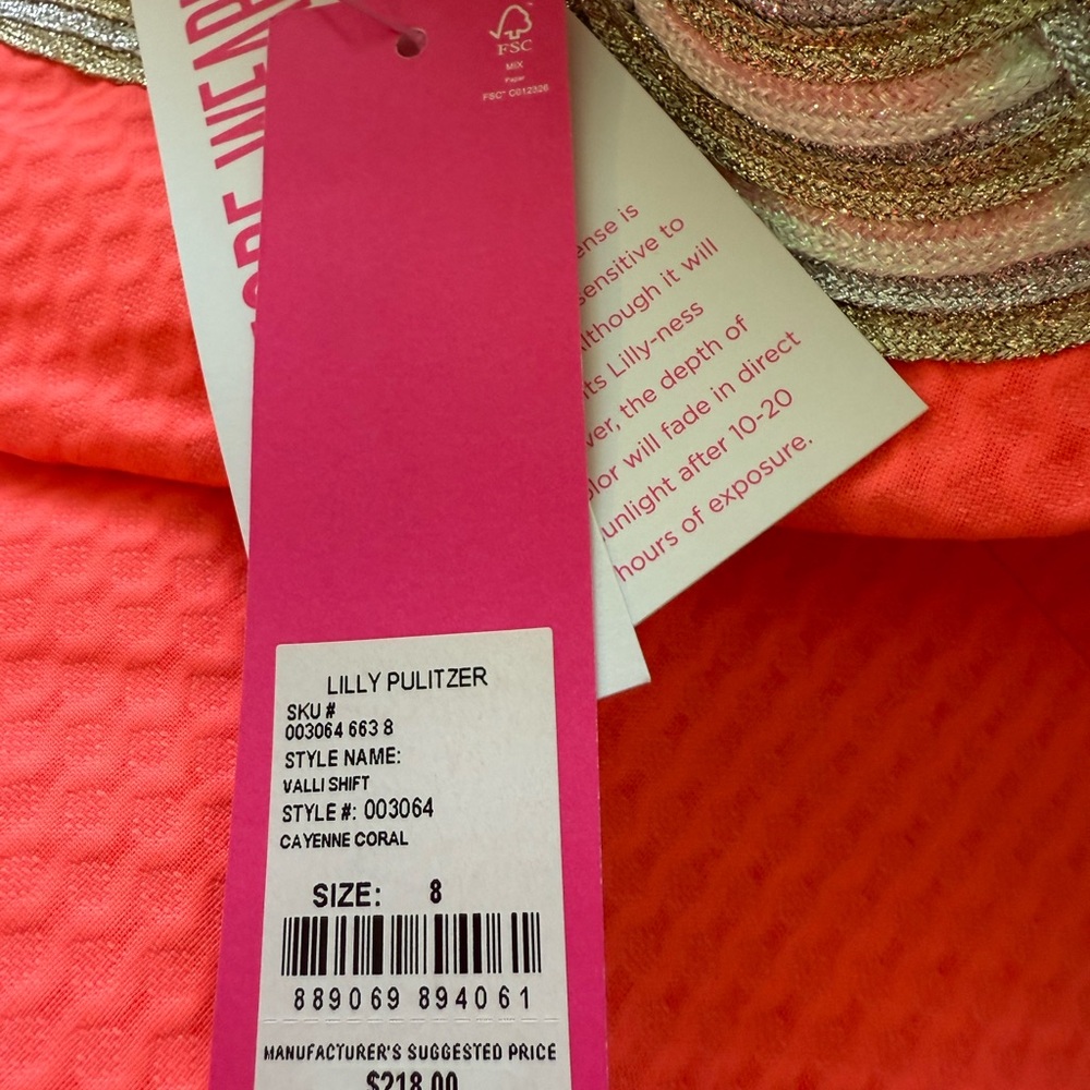 Lilly Pulitzer Elegant Coral Dress with‎ Embellished Neckline, NWTs size 8 - Picture 8 of 8
